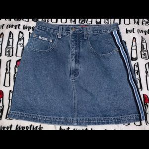 Mini blue jean striped skirt